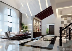 现代别墅地板砖拼花图案设计效果图
