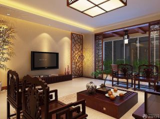 中式家装客厅电视背景墙效果图硅藻泥