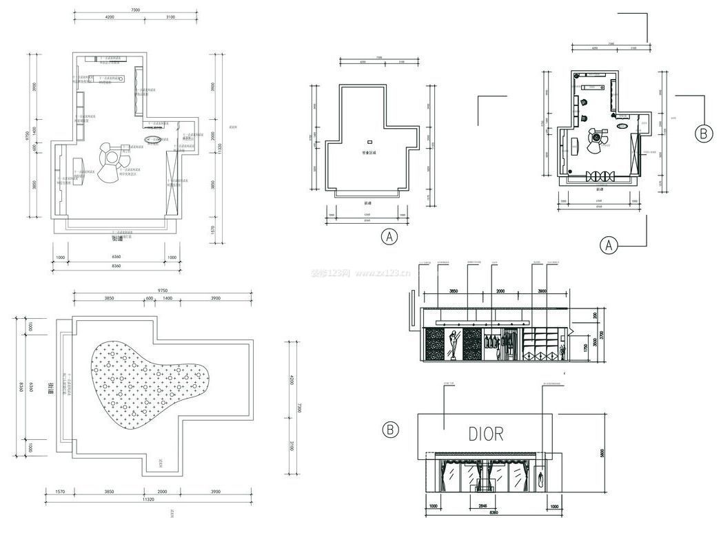 高檔專賣店cad平面圖