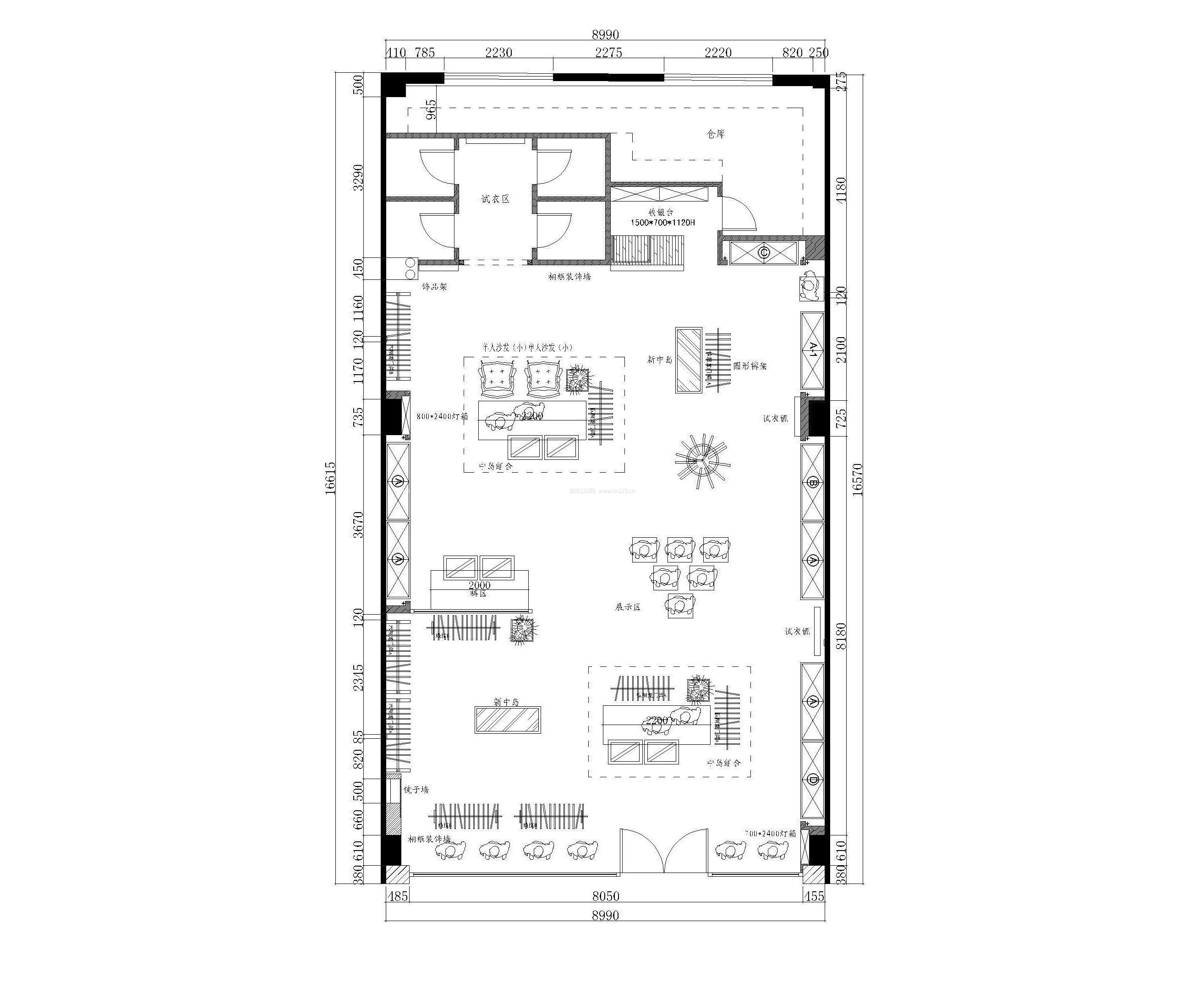 高檔專賣店cad室內(nèi)設(shè)計平面圖欣賞