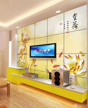 现代客厅电视背景图瓷砖背景效果图片