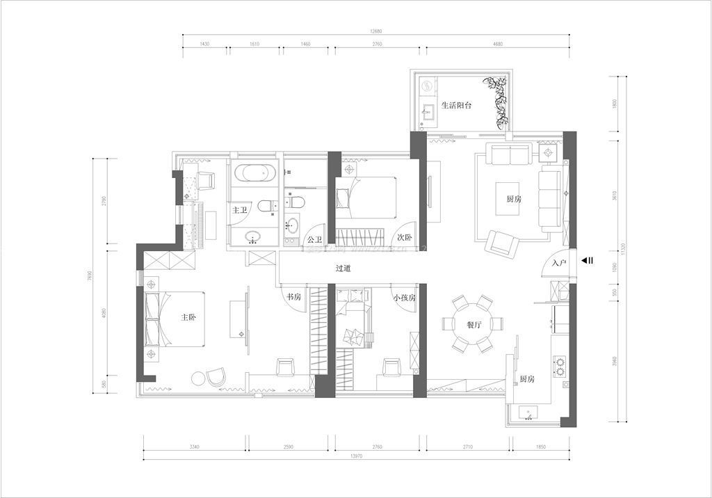 2023三居室房子戶型設計圖