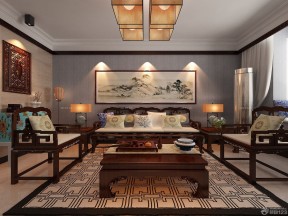 中式风格墙纸图片 新中式风格别墅客厅