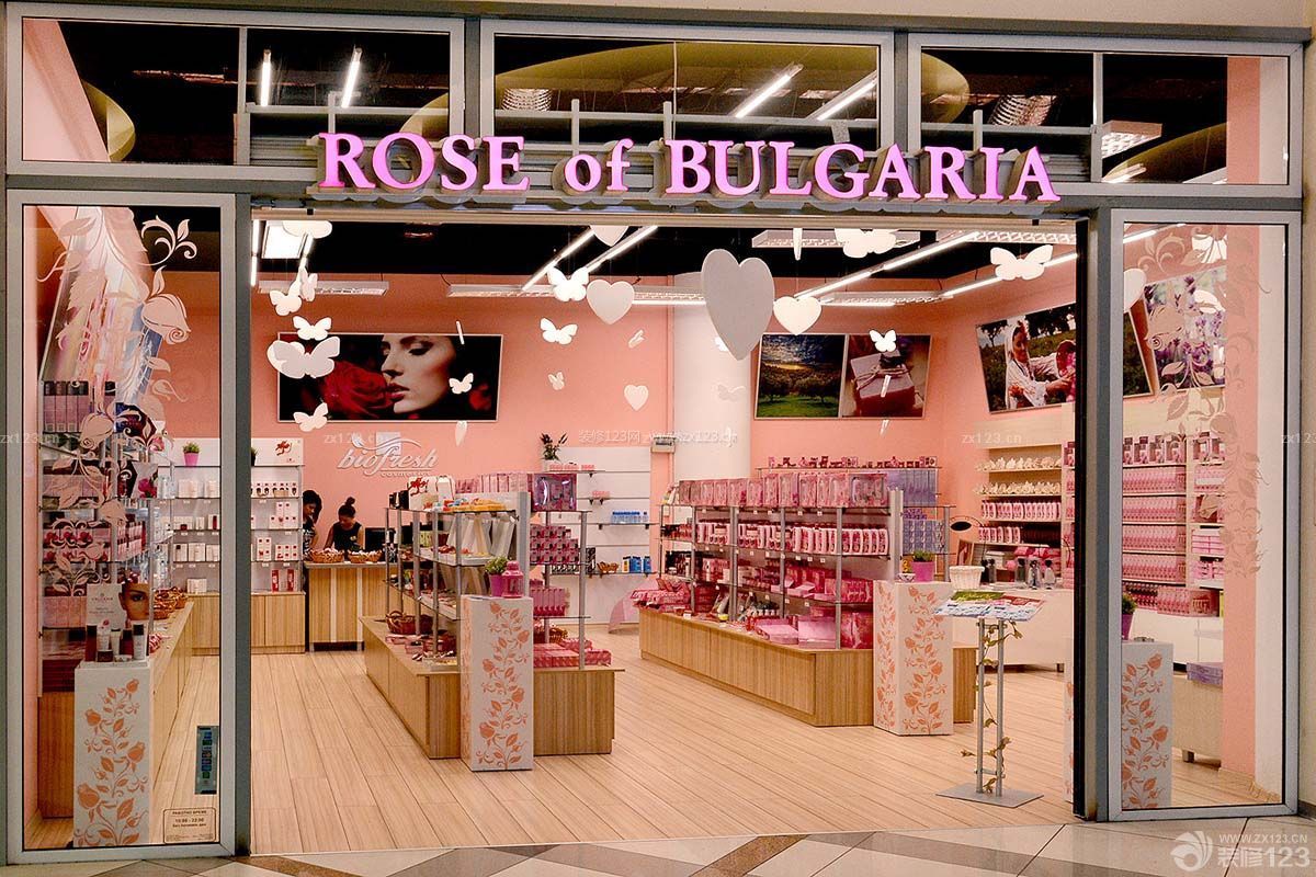 唯美化妆品店粉色墙面装修效果图片