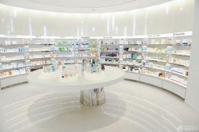 韩国化妆品店装修 白色墙面装修效果图片