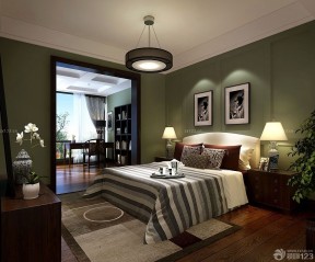 欧美小公寓全景内饰图 绿色墙面装修效果图片