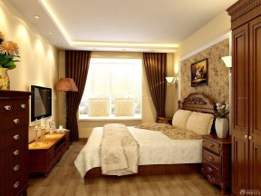 欧美式小公寓卧室古典家具装修全景内饰图