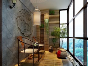 中式阳台创意 背景墙设计