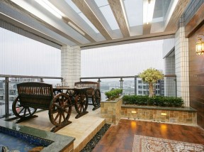 中式阳台创意 阳台设计装修效果图片