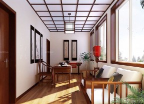 中式阳台创意 阳台书房装修效果图
