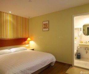 快捷酒店客房纯色壁纸装修效果图片
