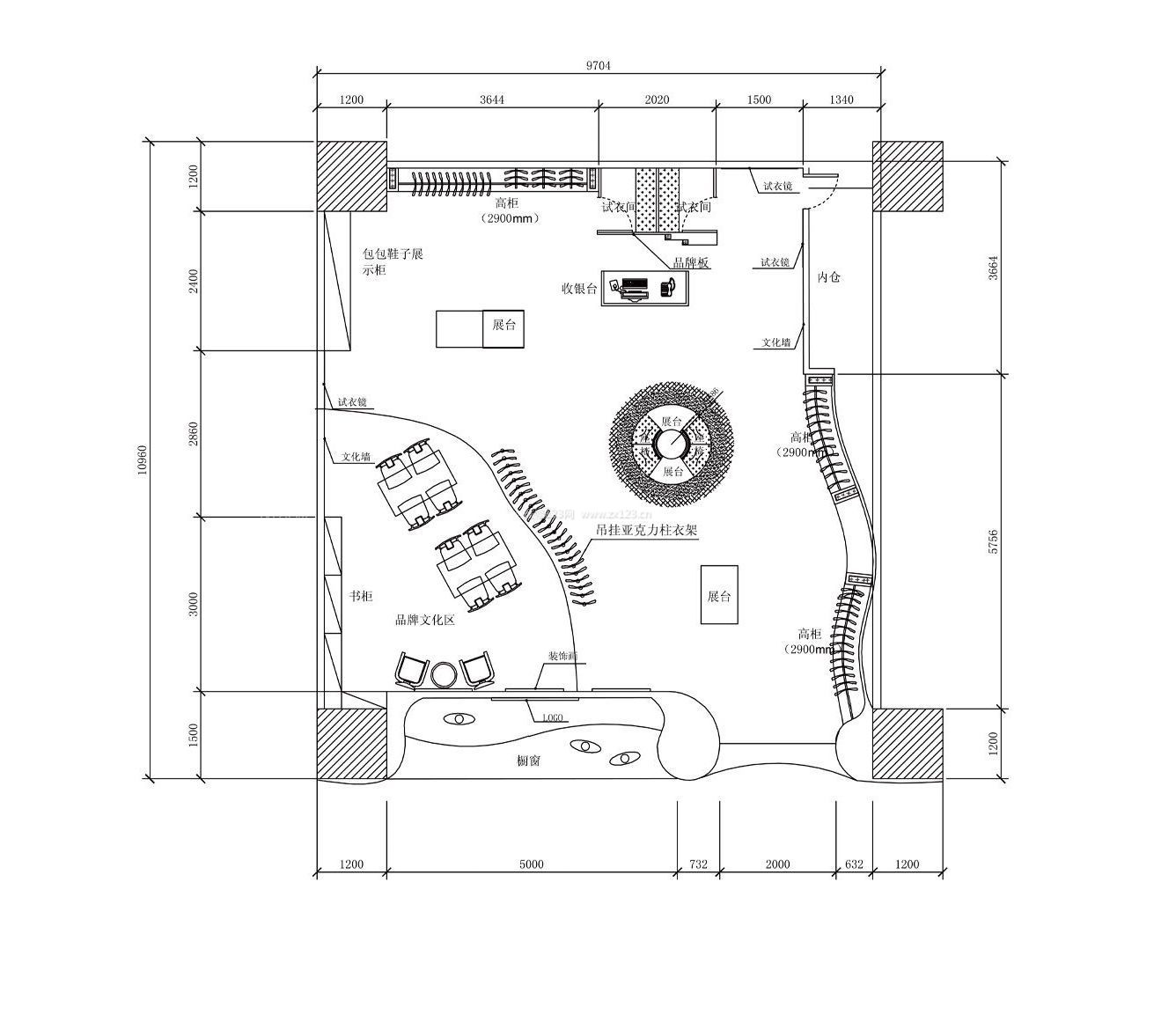品牌服装专卖店室内设计平面图