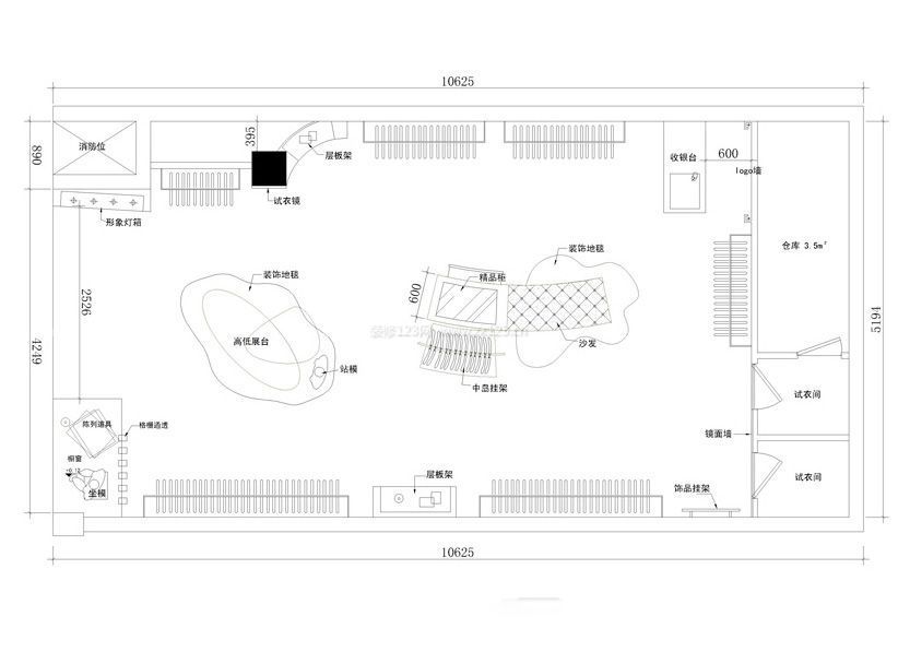 小型服裝專賣店室內(nèi)設(shè)計平面圖