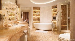 酒店式公寓效果图 白色浴缸装修效果图片