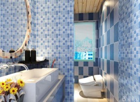 家装淋浴房间马赛克效果图 蓝色墙面装修效果图片