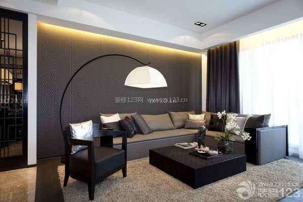 现代简约客厅沙发背景墙装修效果图片80平米