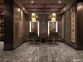 理發(fā)店中式風(fēng)格 花紋瓷磚裝修效果圖片