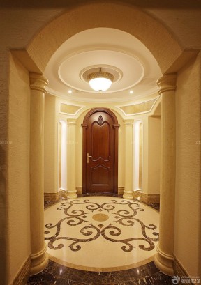 美式古典家庭别墅玄关门槛石装修效果图