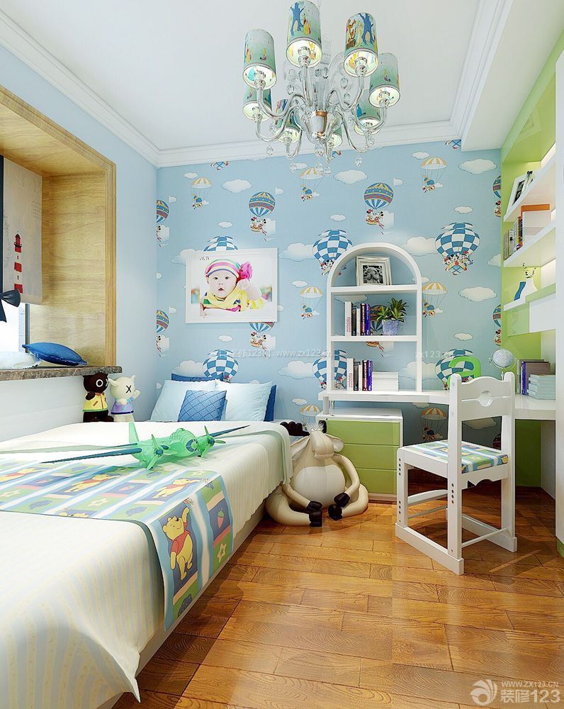 儿童卧室装修壁纸颜色搭配效果图