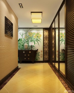 中式家庭入户花园玄关设计装修效果图片