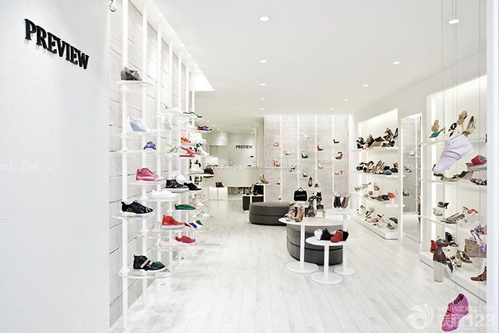 小型鞋店室内白色墙面装修效果图