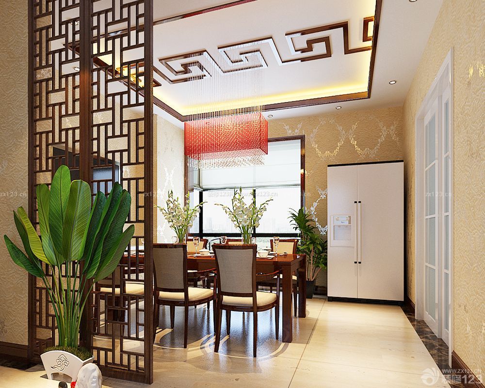 中式农村房子餐厅的装修效果图