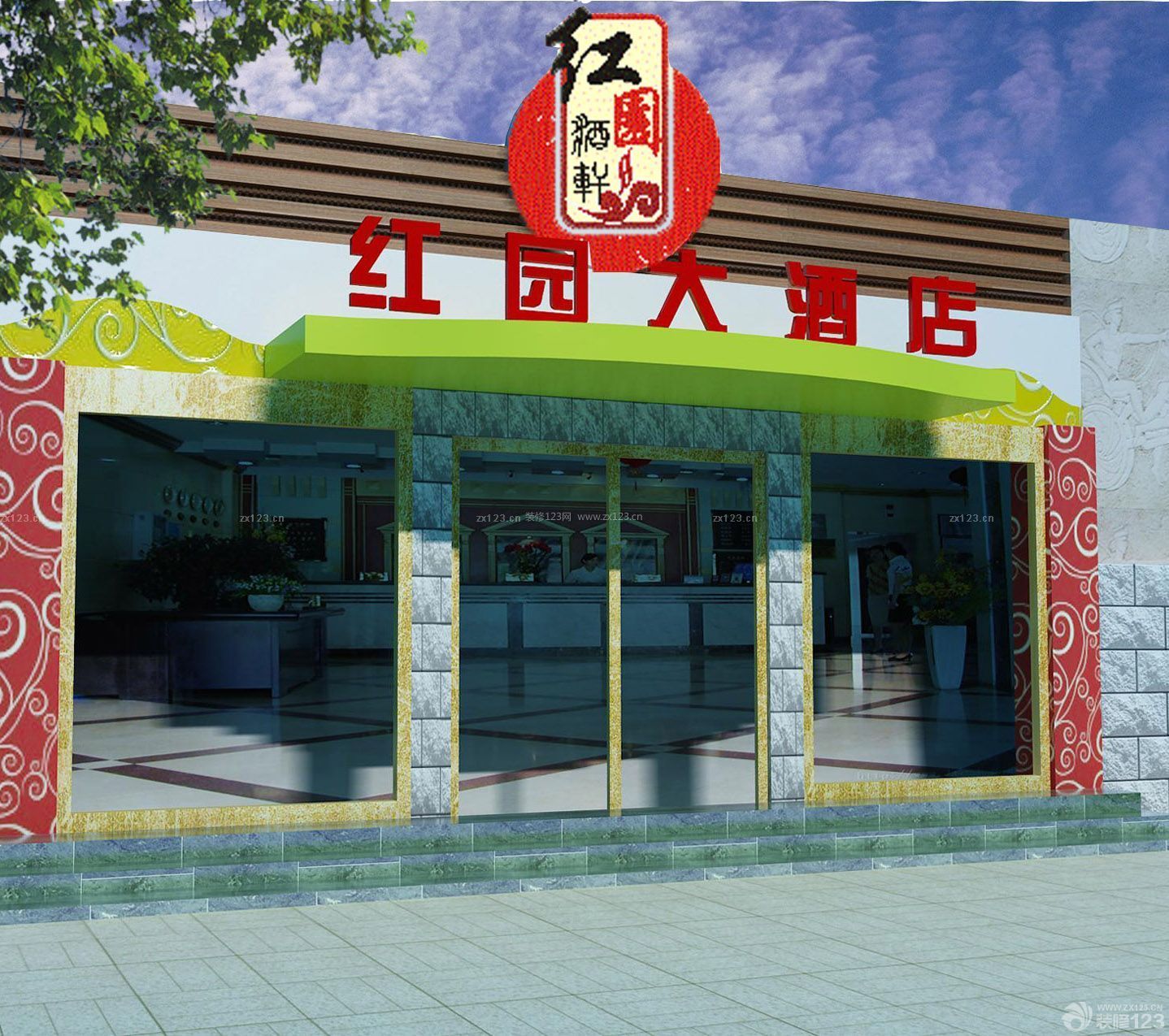 小型酒店大門設(shè)計(jì)效果圖2023 