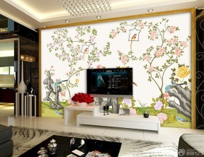 电视背景墙手绘图片大全 中式电视背景墙