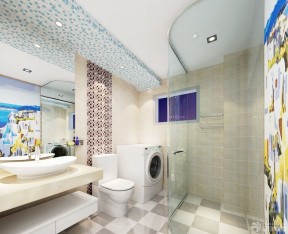 两居室现代简约浴室马赛克墙面装修效果图片