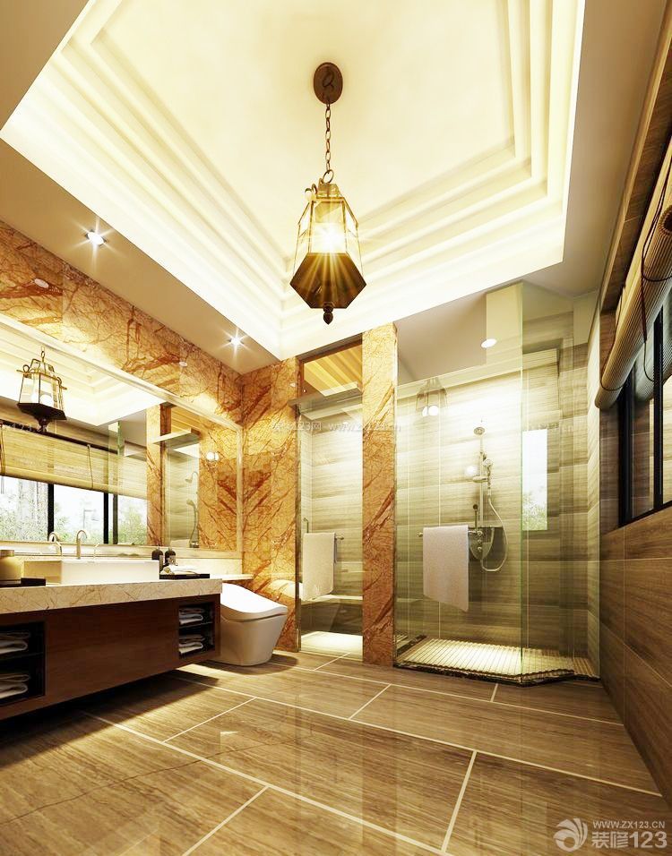 别墅浴室设计石膏板吊顶效果图
