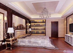 家装欧式复式楼卧室双人床装修效果图片