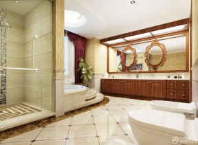 浴室设计效果图 橡木浴室柜图片