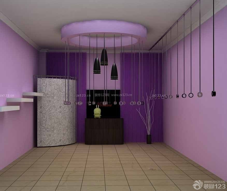 现代服装店紫色墙纸设计图