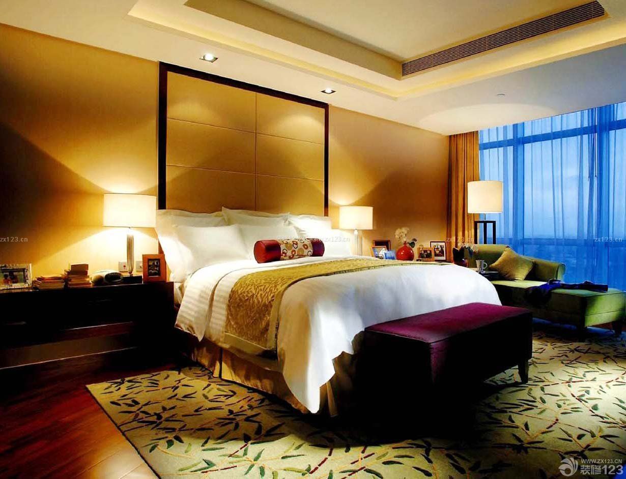 酒店公寓蓝色窗帘装修效果图片