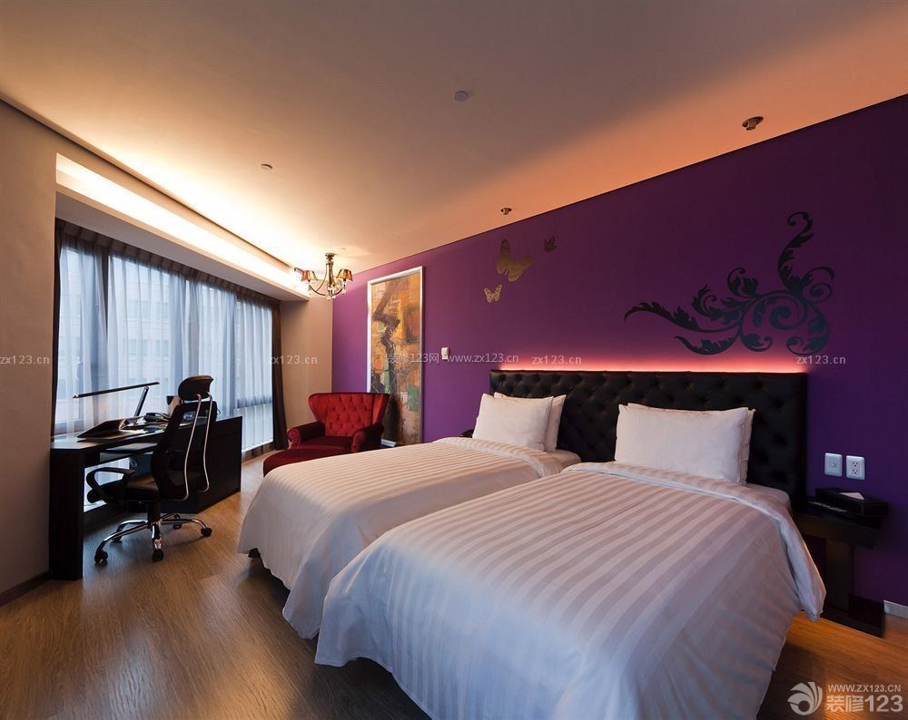 酒店公寓紫色墙面装修效果图片