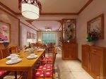 新中式别墅客厅餐厅开放厨房一体装修效果