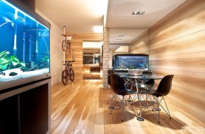 屏风式鱼缸玄关鱼缸效果图 小户型室内装修效果图片