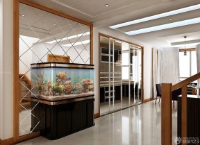 别墅室内屏风式鱼缸玄关鱼缸装潢设计效果图