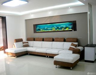 现代沙发背景墙屏风式鱼缸玄关鱼缸装修效果图