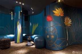 唯美特色酒吧设计蓝色墙面装修效果图片