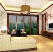中式简约别墅设计客厅电视背景墙壁画效果图片