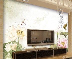 客厅电视背景墙壁画 简中式客厅装修效果图