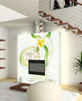 客厅电视背景墙壁画 简约别墅设计