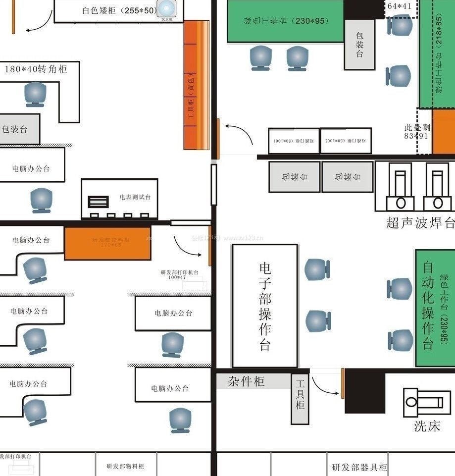 寫字樓室內(nèi)平面設(shè)計裝修圖