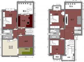 130平米二層小別墅家居裝修平面圖