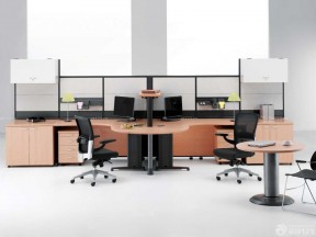 现代小型办公室办公桌椅摆设装修效果图片