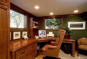 美式古典风格小型办公室摆设装修图