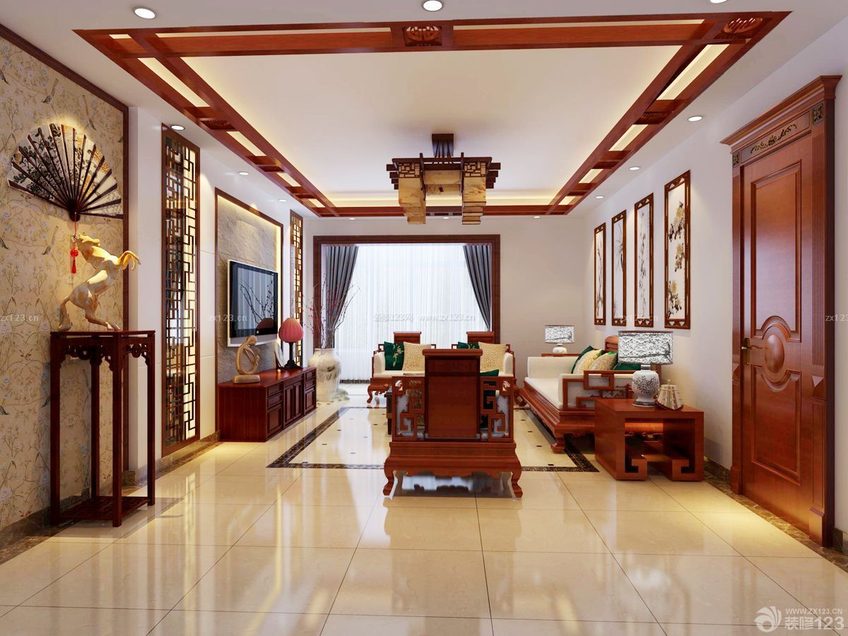 中式客厅明清古典家具装修效果图片欣赏