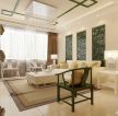 中式风格室内客厅沙发背景墙设计效果图片大全
