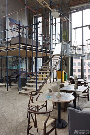 简约工业loft风格酒吧石材地面装修效果图片